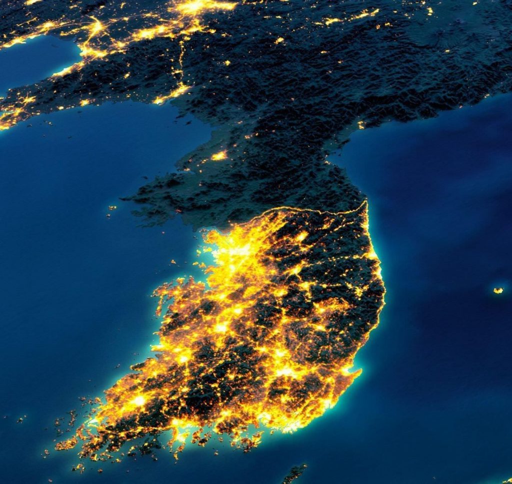 شبه جزیره کره در شب