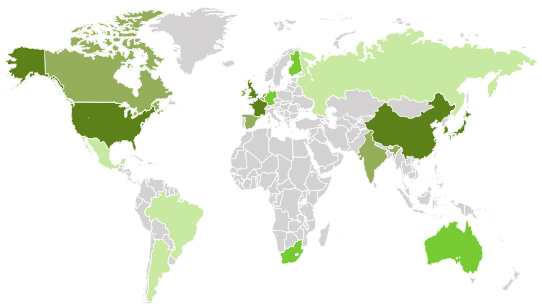 گروه‌ بندی کشورها بر اساس سامانه‌های مالیات سبز (سال 2013)