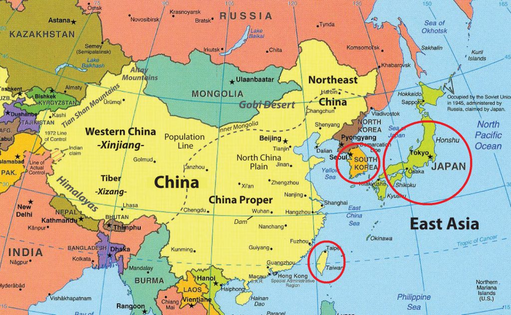 نقشه کشور چین و همسایگانش